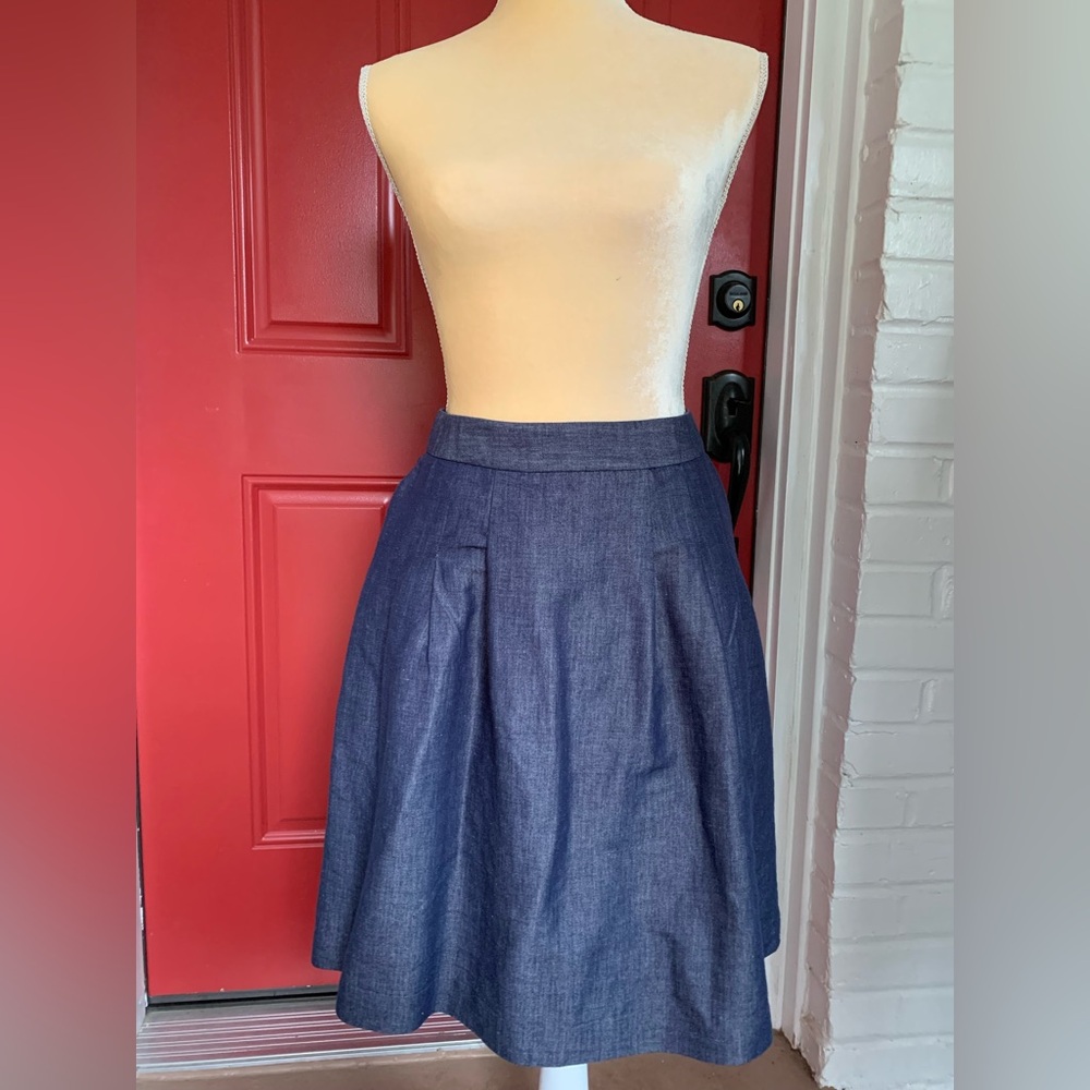 Halogen “denim” blue skirt with pleats